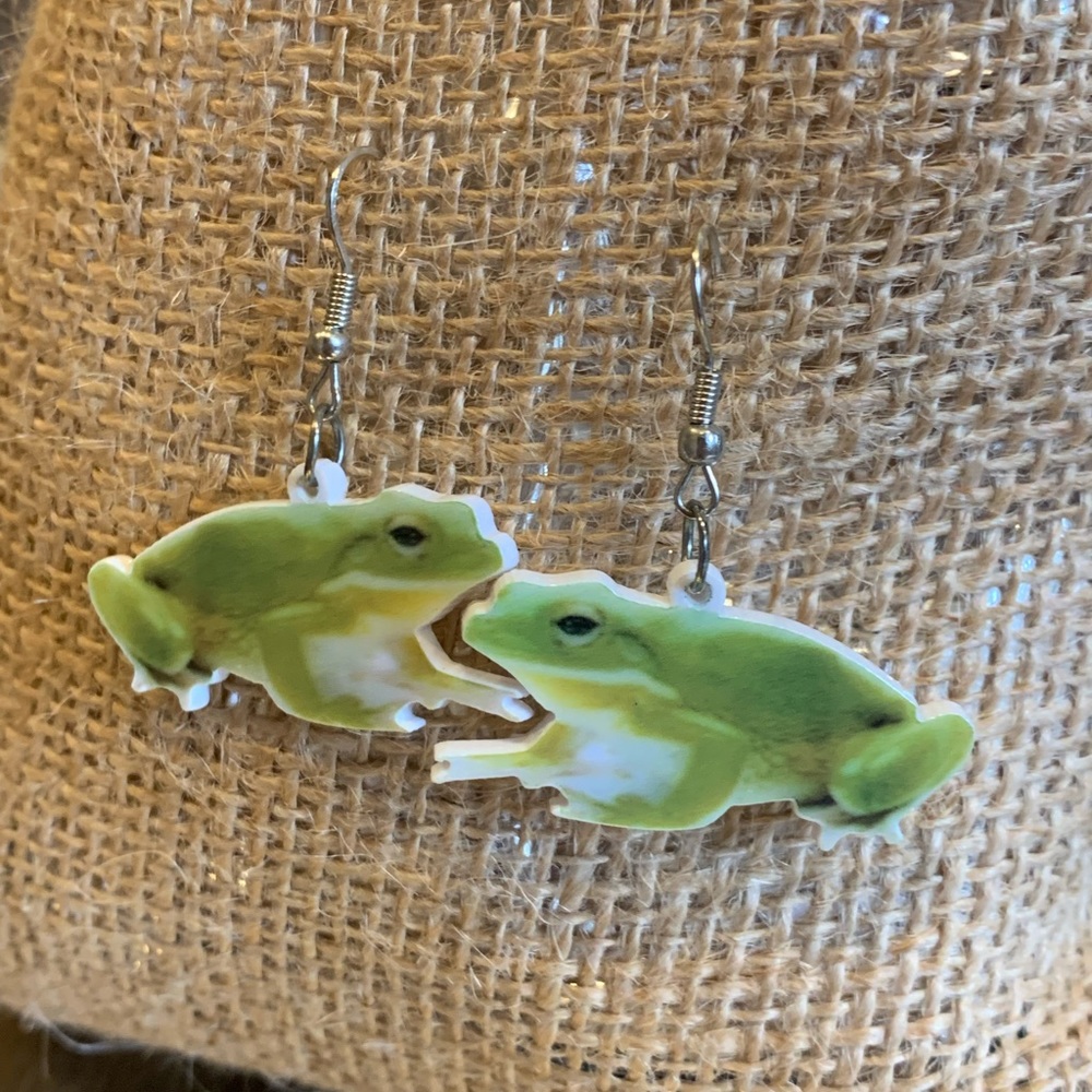 cute, springtime, dangle froggy earrings!